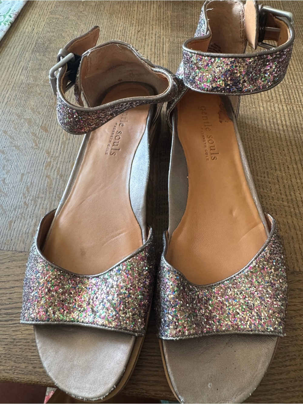 Kenneth Cole Glitter Multicolor Ankle-Strap Sandals